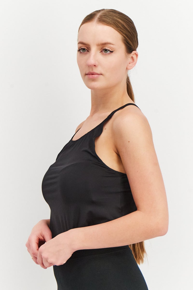 Adidas Women Sportswear Fit Solid Sleeveless Crop Top, Black - Image 2